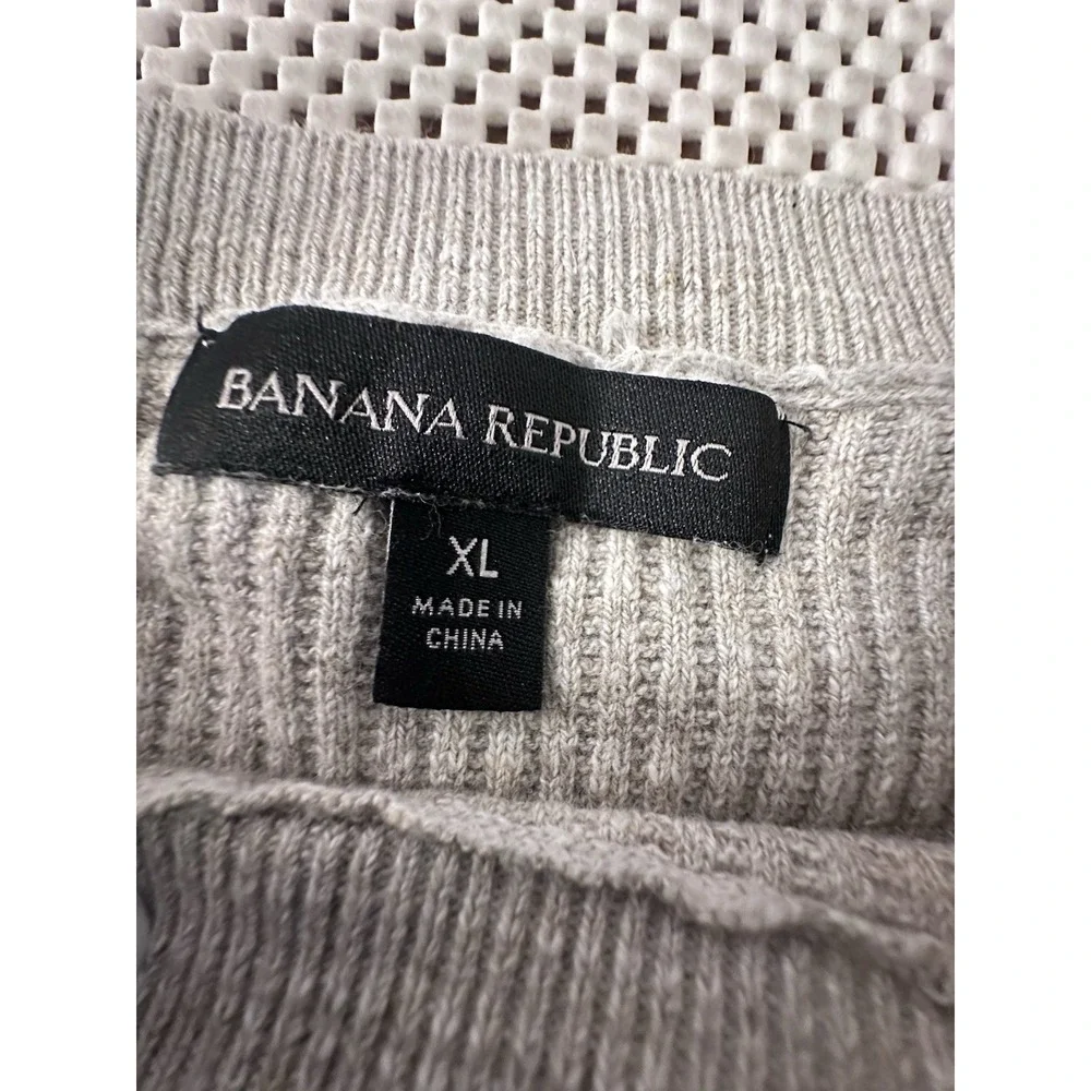 BANANA REPUBLIC Sweater Men Sz XL Cotton Linen Blend Raglan Sleeve Pullover Sand